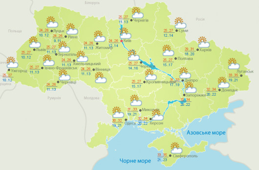 В Украинском государстве на выходных будет жарко и сухо